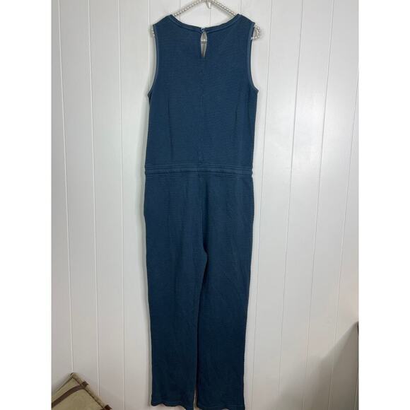 carbon2cobolt Blue Gray V Neck Tank Jumpsuit with Drawstring Waist and Pockets M - Picture 8 of 8